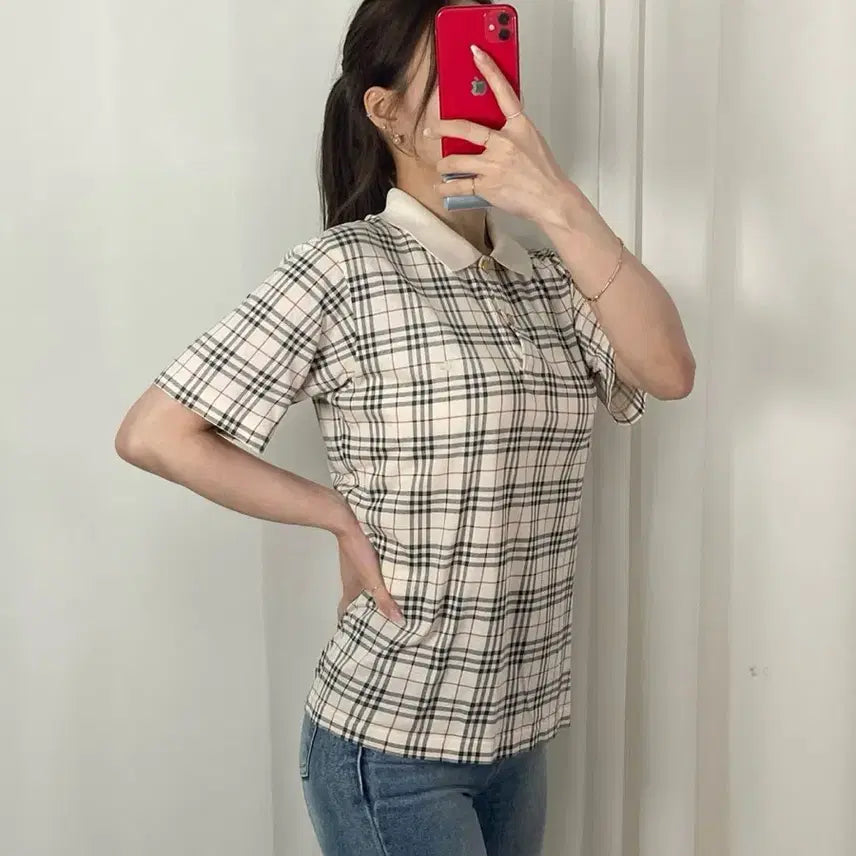 [BUNJANG] Burberry Nova Check Gold Buckle Polo Shirt / 버버리 전체 노바 금장 PK