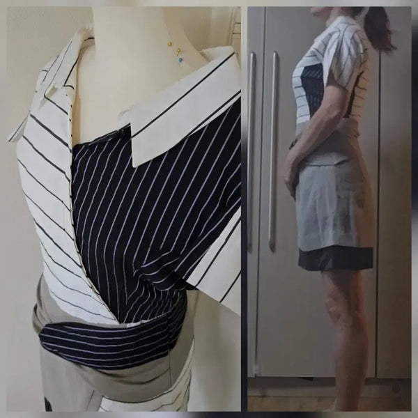 [BUNJANG] Bom.vix M.more Kimono Dress Navy/White/Khaki Mix / 미사용 새상품급/기모노형 원피스/봄빅스엠무어