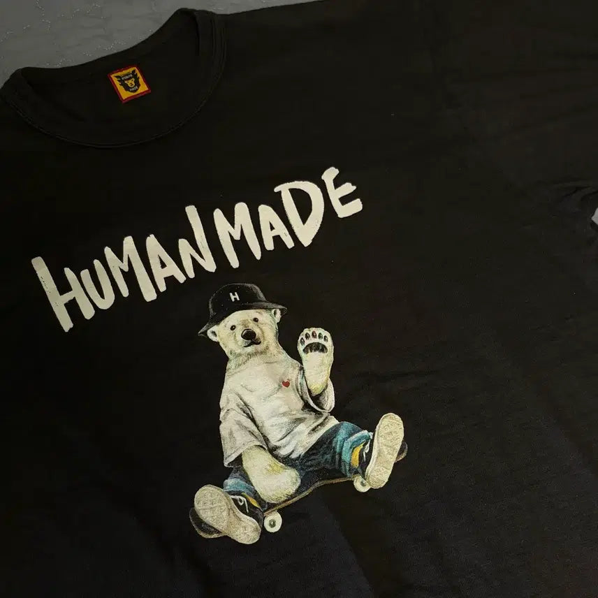 [BUNJANG] Human Made Black Shirobear Printing T-shirt / 휴먼메이드 반팔티 블랙 시로베어 프린팅