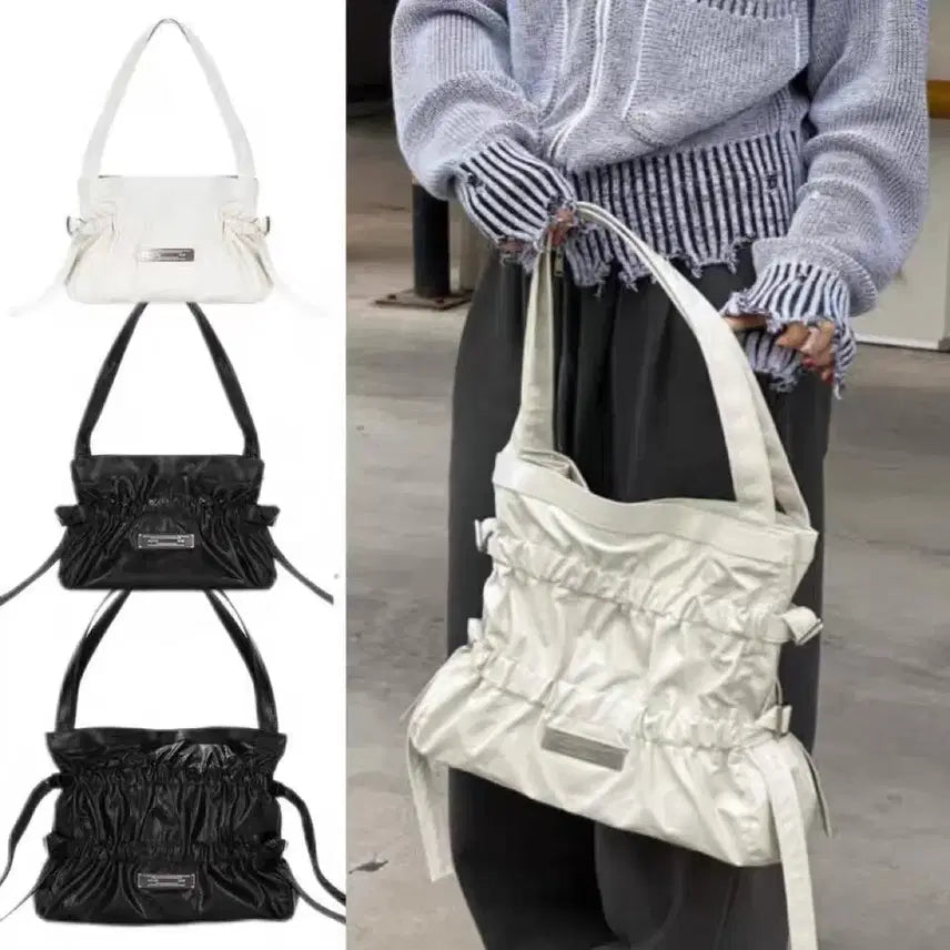 [BUNJANG] Matin Kim Pleats Tote Bag / 마뗑킴 matin kim 플리츠 토트백 화이트