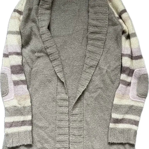 [BUNJANG] Clorinda Stripe Color-Block Wool Cardigan / 이탈리아 브랜드 클로린다 CLORINDA 스트라이프 배색 모 가디건