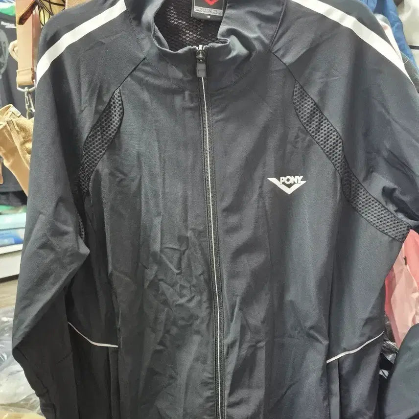 [BUNJANG] PONY Black Training Zip-Up Jacket / PONY 트레이닝 집업 자켓 블랙100