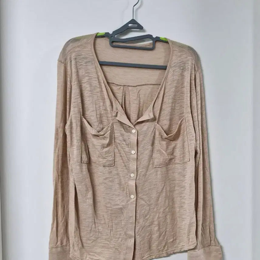 [BUNJANG] Silket Cotton Long-Sleeve Shirt Cardigan Beige / 실켓면 남방 가디건 긴팔셔츠 베이지