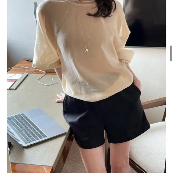 [BUNJANG] Bronze See-Through Sweatshirt Beige / 브론즈 시스루 맨투맨 베이지