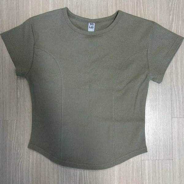 [BUNJANG] YOUNG Olive Short Sleeve Knit Sweater / 반팔 니트
