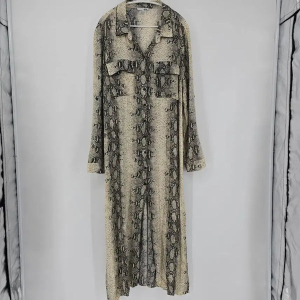 [BUNJANG] Fashion Nova Python Print Maxi Shirt Dress / FASHION NOVA 파이톤 맥시 셔츠 원피스 [F51005]