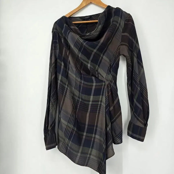 [BUNJANG] Zara Checked Draped Blouse / 자라 체크 무늬 Draped 블라우스 [B41006]