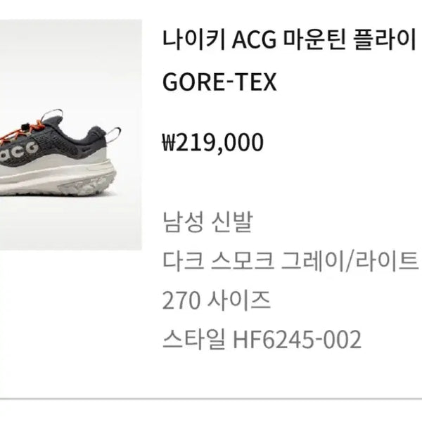 [BUNJANG] Nike ACG Mountain Fly 2 Low GORE-TEX Dark Smoke Grey / 나이키 ACG 마운틴 플라이 2 로우 GORE-TEX 다크 스모크 그레이