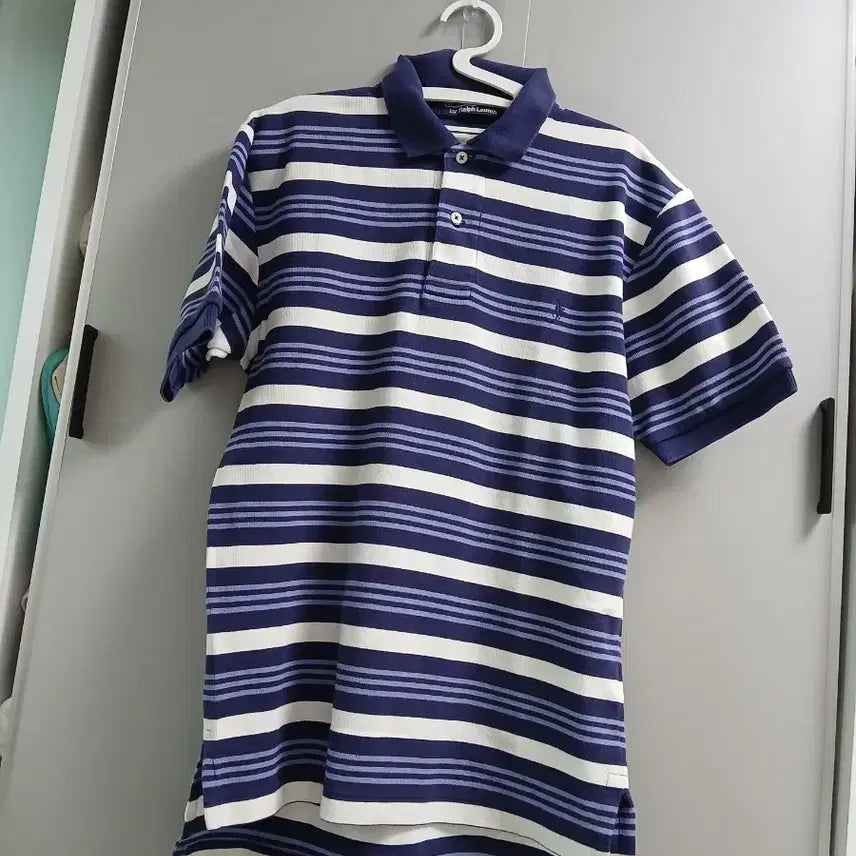 [BUNJANG] Polo Ralph Lauren Striped Short Sleeve Polo Shirt Navy / 폴로 랄프로렌 스트라이프 반팔 카라티 네이비