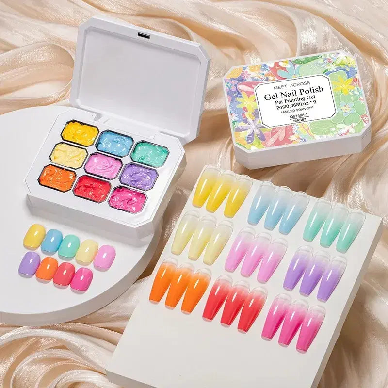 [BUNJANG] 9 Types Macaron Palette Gel Texture Gel Oil Painting Gel for Gradient Nails / 9종_마카롱 팔레트젤 텍스쳐젤 유화젤 그라데이션네일