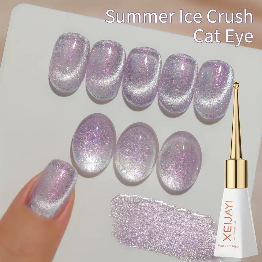 [BUNJANG] Purple Glitter Pearl Magnetic Gel Nail Polish 10ml / 퍼플_ 글리터 펄 실버 자석젤네일 10ml