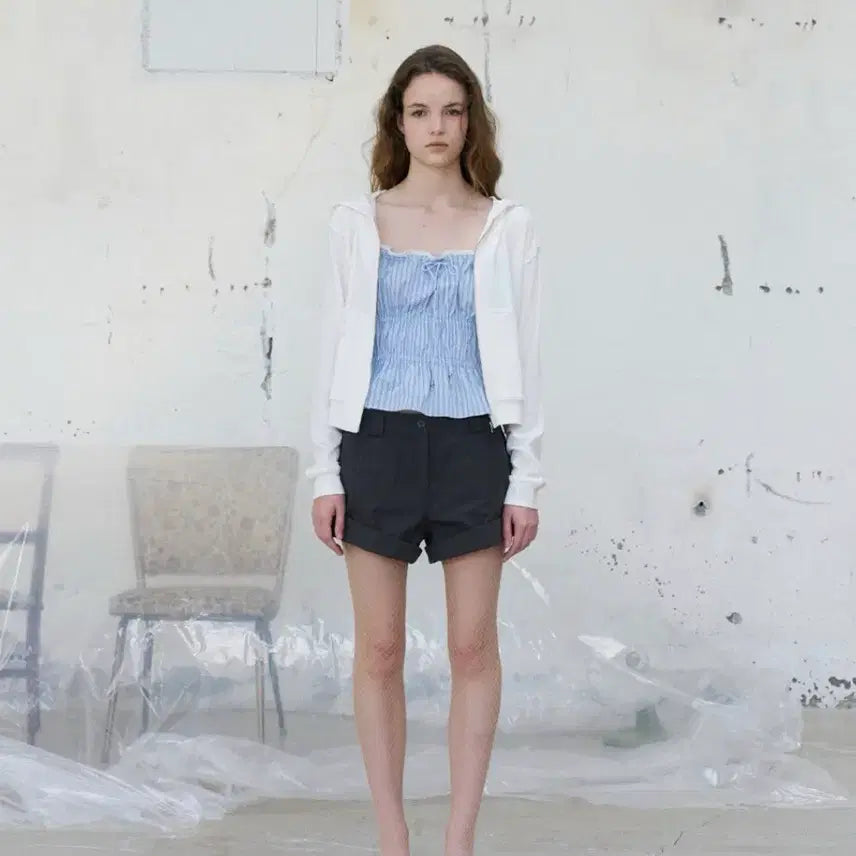 [BUNJANG] Poeto Cotton Fold Low Shorts Charcoal / (새상품) 포에토 Cotton fold low shorts 차콜