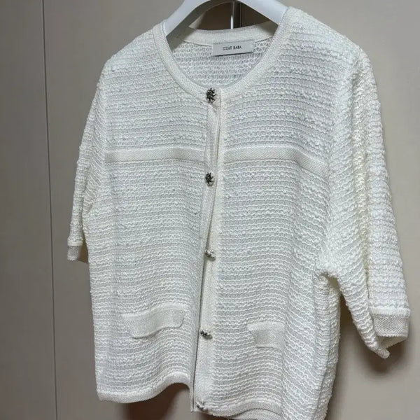 [BUNJANG] IZABABA Short Sleeve Jacket White Tweed / 아이잗바바 반팔자켓