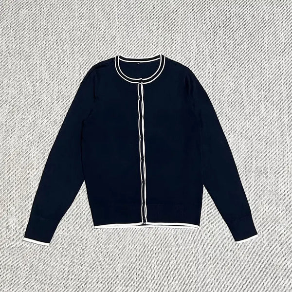 [BUNJANG] Closshi Navy Women's Rayon Knit Round Cardigan / [M] JPN 클로시 네이비 우먼즈 레이온 니트 라운드 가디건