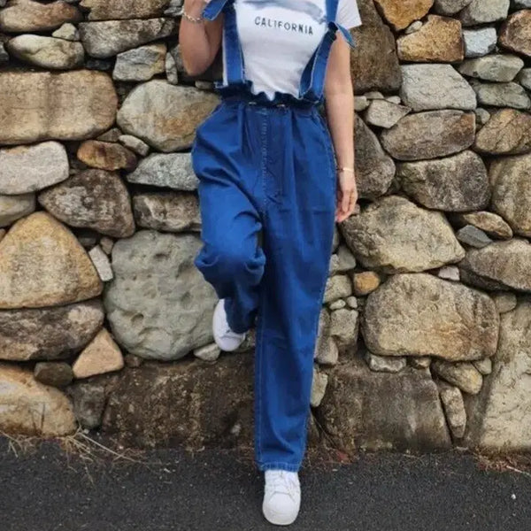 [BUNJANG] Remember F Overfit Waist Banding Denim Overalls Jumpsuit / [무료배송]리멤버 F 오버핏 허리 밴딩 데님 청 멜빵바지 오버롤 점프수트