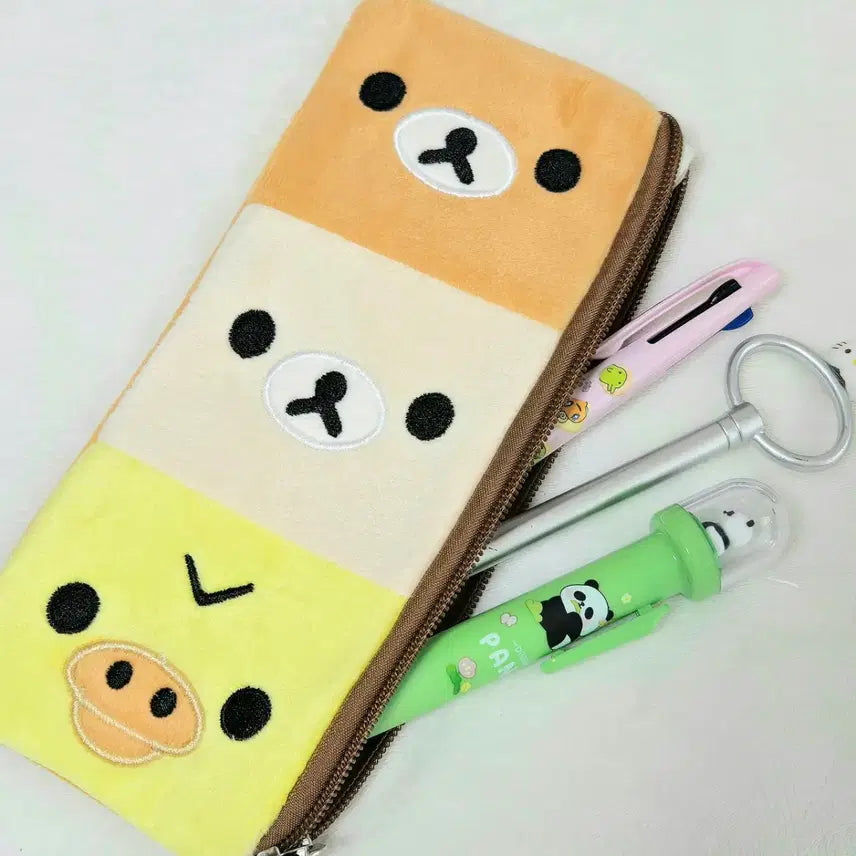 [BUNJANG] Rilakkuma Pouch Pen Case with Korilakkuma and Kiiroitori / 리락쿠마 필통 파우치 펜꽂이 코리락쿠마 키이로이토리