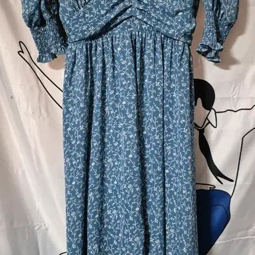 [BUNJANG] Angel Floral Print V-Neck Shirring Maxi Dress / Angel꽃무늬 브이넥 셔링 원피스