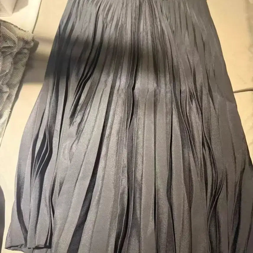 [BUNJANG] Pleated Midi Skirt Grey / 주름 스커트 그레이