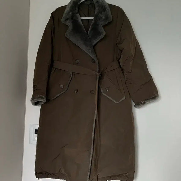 [BUNJANG] Wool Long Goose Padding Jacket (Khaki Brown) / 양털 롱 구스패딩(카키브라운)