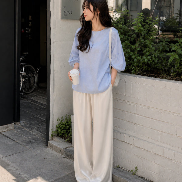 [BUNJANG] Stripe Cotton Blend Blouse / 딩동 :) 여름세일/새/M~L/면혼방 스트라이프 블라우스_19