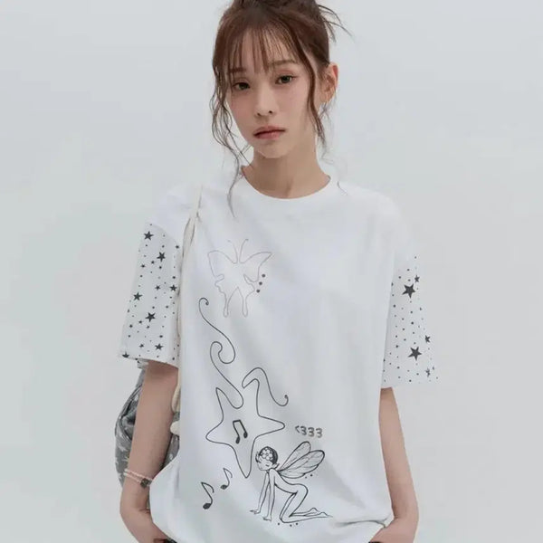 [BUNJANG] High School Disco Butterfly Angel Short Sleeve / 하이스쿨디스코 스타 버터플라이 엔젤 숏슬리브