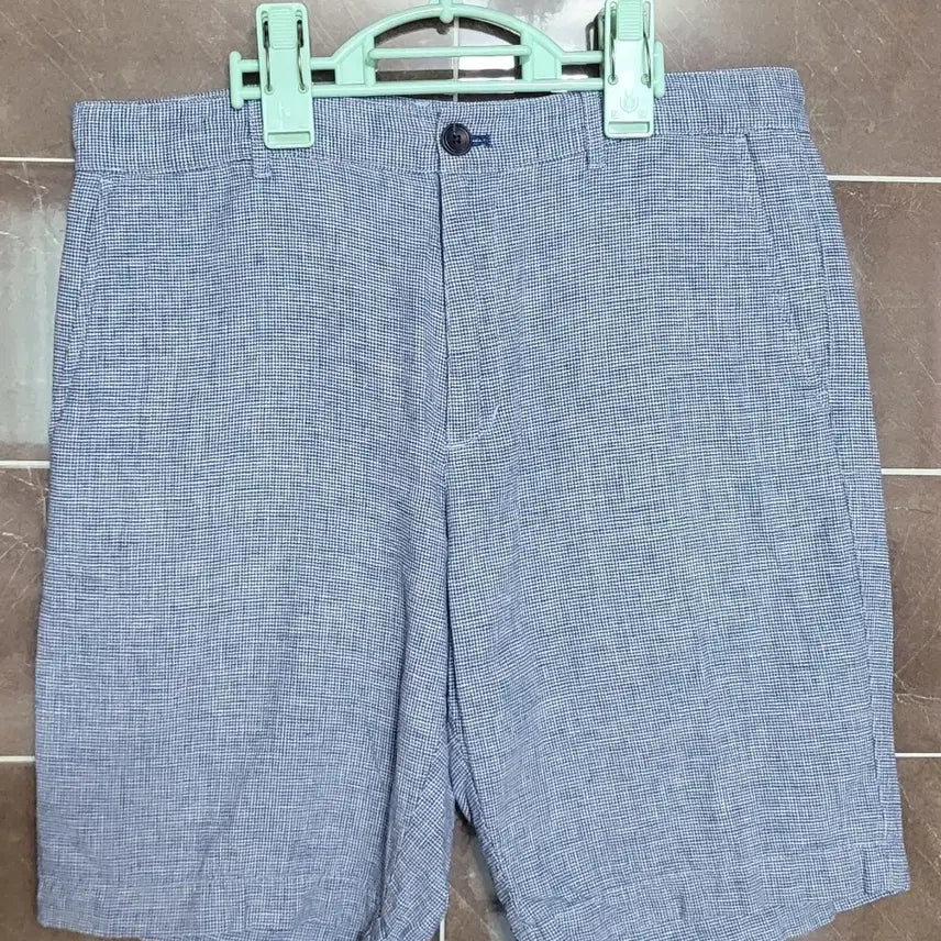 [BUNJANG] Men's Check Pattern Blue Shorts (30-31 Inch Waist) / (남성30-31인치)체크 패턴 블루 반바지(마55