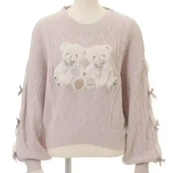 [BUNJANG] Lizlisa Twin Bear Knit Old Version Pink / 리즈리사 트윈베어 니트 구버전 핑크