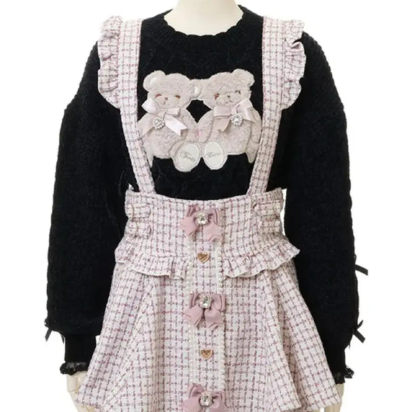 [BUNJANG] LIZ LISA Tweed Suspender Pink / 리즈리사 트위드 서스펜더 핑크