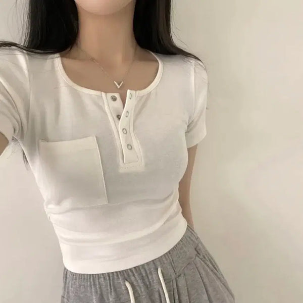 [BUNJANG] Avely Side Shirring Pocket Short-Sleeve T-Shirt / 에이블리 옆셔링 포켓 반팔티 3색