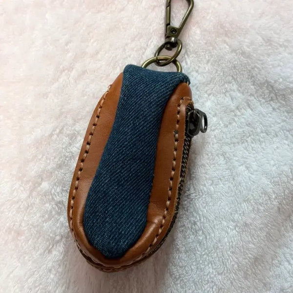 [BUNJANG] Vintage Denim and Leather Keyring / 일본 가죽 빈티지 키링 Vintage keyring