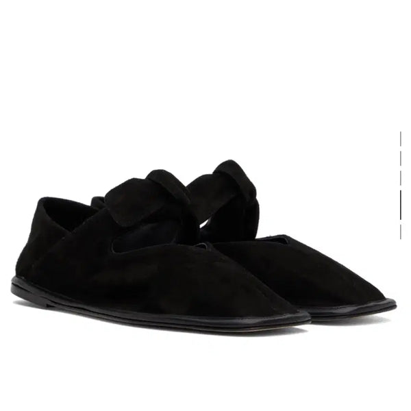 [BUNJANG] HEREU Llasada Ballet Flats Black Suede Leather Square Toe / 헤레우 라사다 블랙 스웨이드 플랫