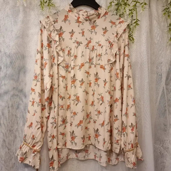 [BUNJANG] Thursday Island High Neck Ribbon Long Sleeve Rayon Blouse / 새상품 S 하이넥 리본 긴팔 레이온 블라우스 써스데이아일랜드
