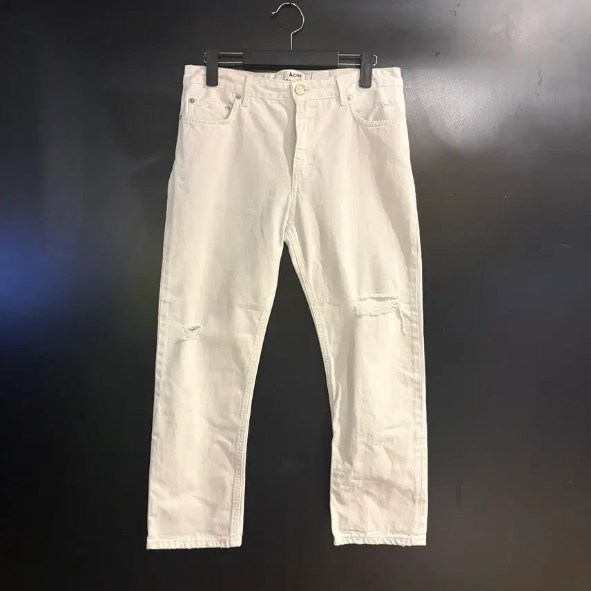 [BUNJANG] Acne Studios White Distressed Detail Denim Pants Size 34 / 아크네스튜디오 화이트 디스디테일 데님팬츠