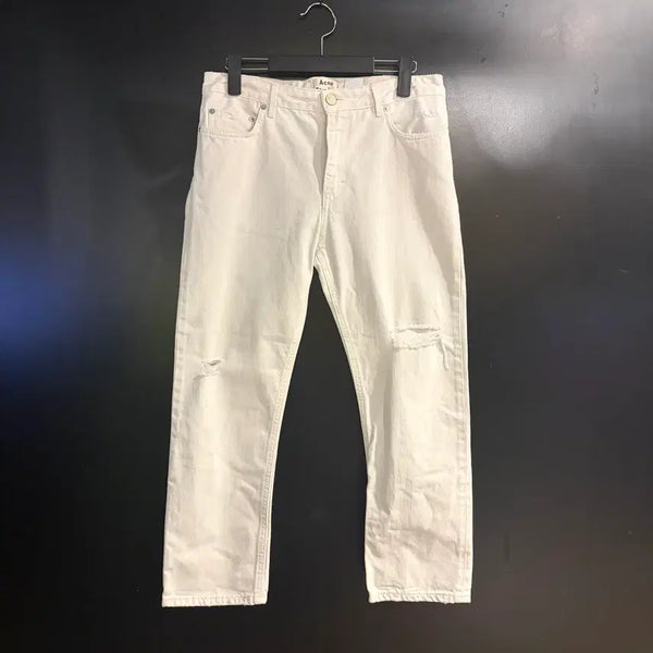 [BUNJANG] Acne Studios White Distressed Detail Denim Pants Size 34 / 아크네스튜디오 화이트 디스디테일 데님팬츠
