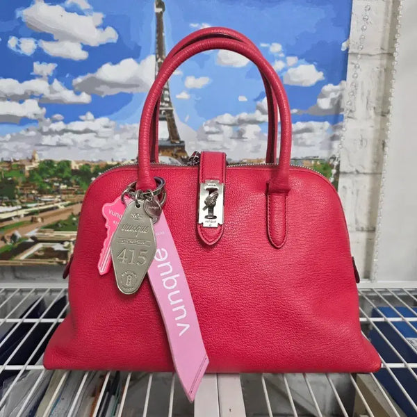 [BUNJANG] Vunque Pink Half-Moon Tote Bag Leather Women's Bag / 분크 핑크 하프문 토트백 가죽 여성가방 GE52