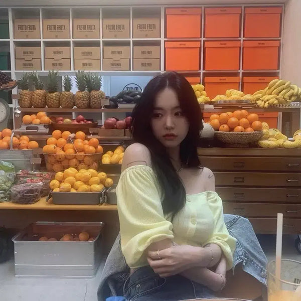 [BUNJANG] Pale Jade OS Ribbed Button Top Lemon / 페일제이드 os ribbed button top 리비드 니트 버튼탑 레몬