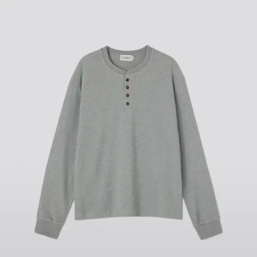 [BUNJANG] Le Havre Tokyo Texture Waffle Henley Long Sleeve T-Shirt Grey / 르아브 도쿄 텍스쳐 와플 헨리넥 그레이