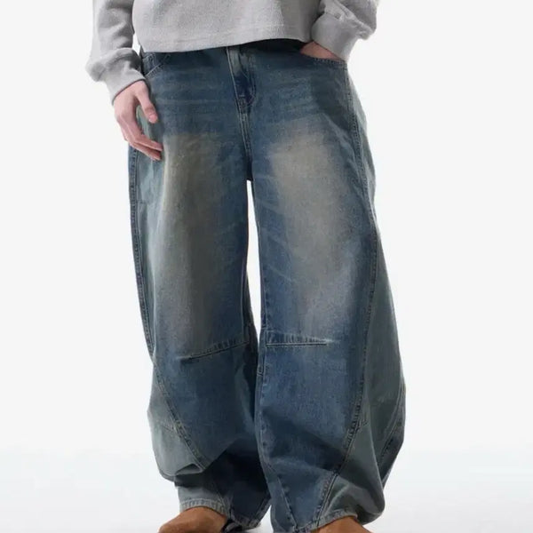 [BUNJANG] L'ABBE Split Arc Curved Denim Pants (M) / 르아브 스플릿 아크 커브드 데님팬츠 (m)