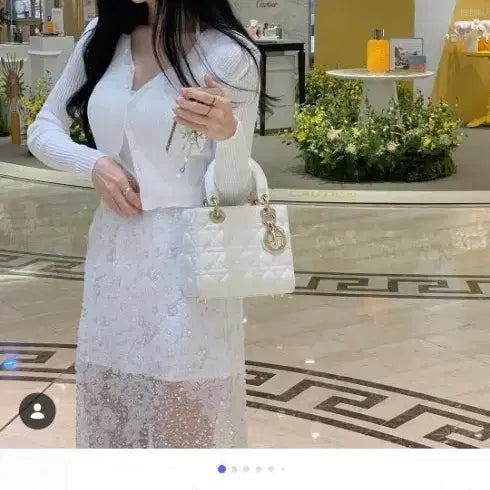 [BUNJANG] Mybeen Beaded Lace Long Skirt / 마이빈 비즈 레이스 스커트 새상품