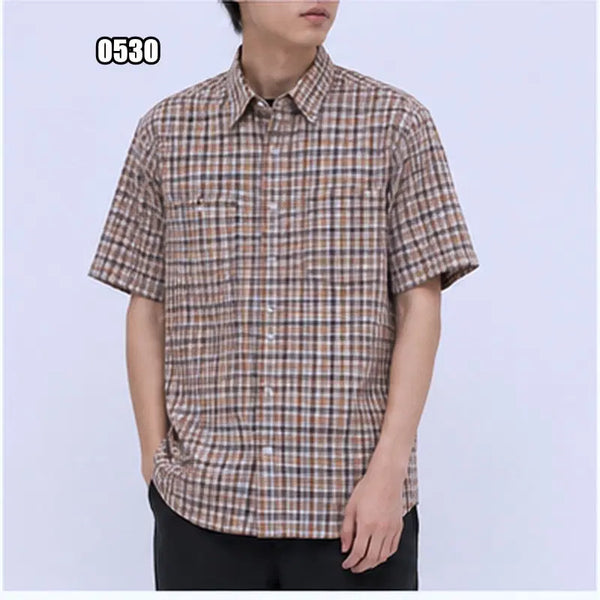 [BUNJANG] DAKS Signature Check Pattern Men's Short Sleeve Shirt / L DAKS 시그니처 체크 패턴 남성용 반팔 셔츠