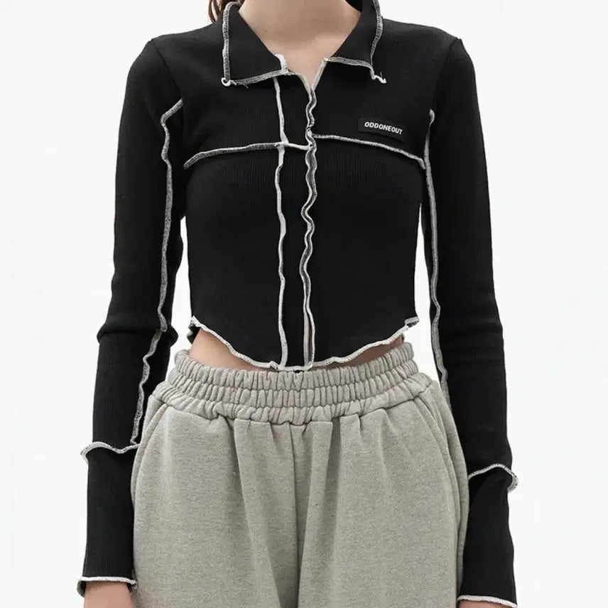 [BUNJANG] Odd One Out Pin Tuck Pique T-shirt Black / 오드원아웃 핀턱 피큐 티셔츠 블랙