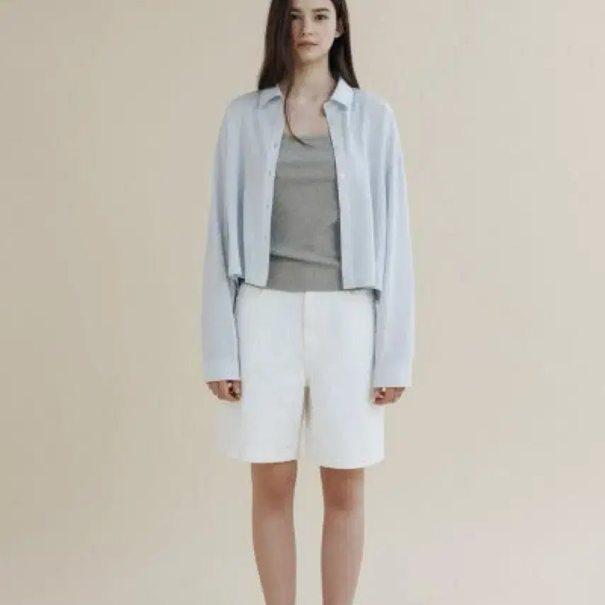 [BUNJANG] Mango Please Brush Crop Shirt Light Blue / 망고매니플리즈 Brush crop shirt 라이트 블루