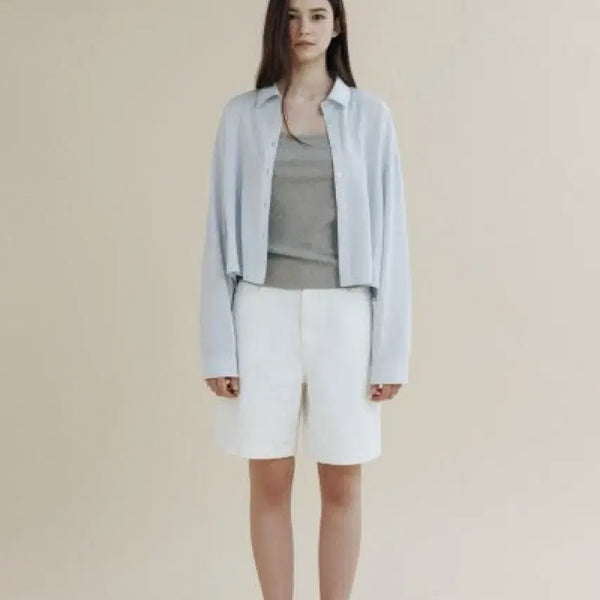 [BUNJANG] Mango Please Brush Crop Shirt Light Blue / 망고매니플리즈 Brush crop shirt 라이트 블루