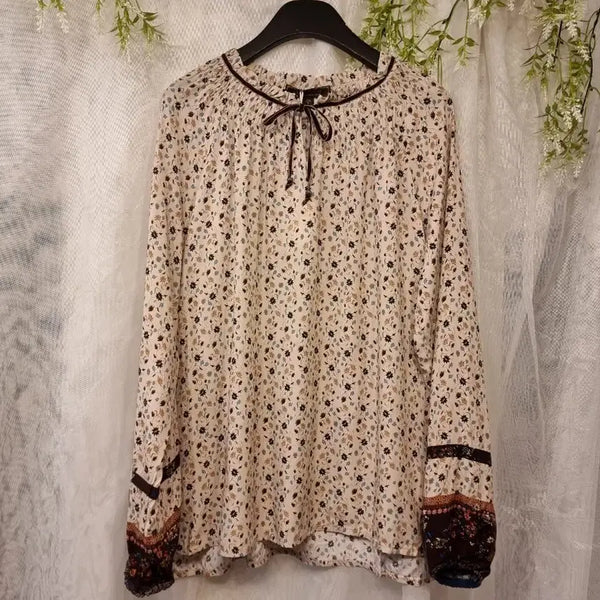 [BUNJANG] Thursday Island Pattern Blouse / 미착용 새옷 S 소매보더 패턴블라우스 써스데이아일랜드