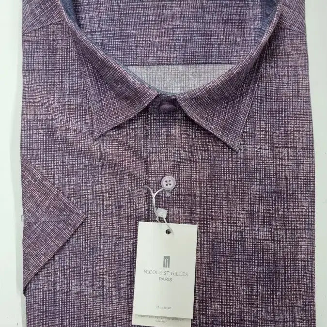 [BUNJANG] Nicole St. Gilles Men's Short Sleeve Shirt Purple / 니콜생질르 셔츠 퍼플 남성 반팔