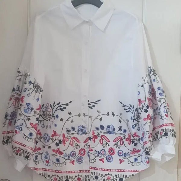 [BUNJANG] Embroidered Blouse White / 자수 블라우스 화이트