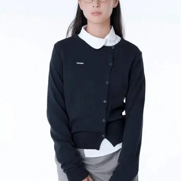 [BUNJANG] MiseKi Seoul Unbalanced Cardigan Navy / 미세키서울 언밸런스 가디건 네이비