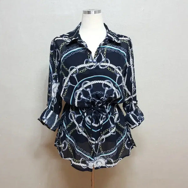 [BUNJANG] Crocodile Women's Summer Blouse (Navy, Size 55-77) / 크로커다일 하절기 시원한 2타입 여성 블라우스 55/66/77 상태우수