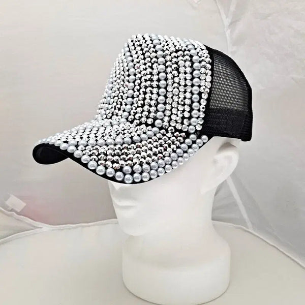 [BUNJANG] Mesh Pearl Wave Summer Snapback Cap / (무배)매쉬펄 웨이브 여름 스냅백 캡모자