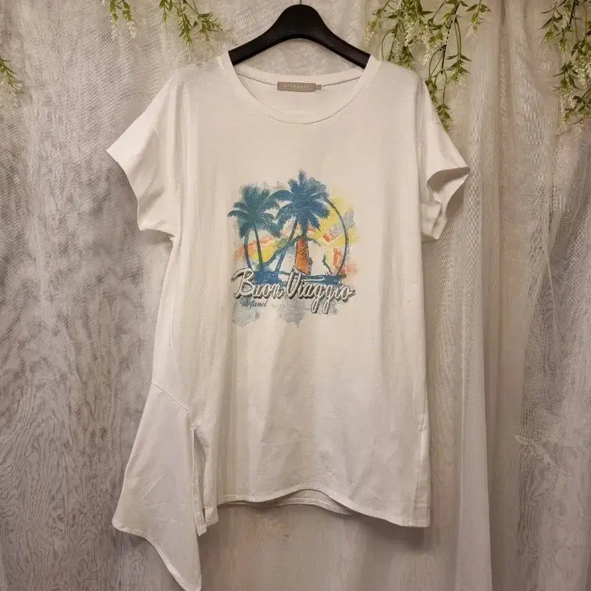 [BUNJANG] Stefanel Cotton Asymmetrical Loose Fit Short Sleeve T-Shirt / 새옷 S 언발 면 반팔티 루즈핏 스테파넬